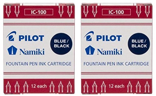 Pilot Namiki IC100 Tintenpatrone für Füllfederhalter, Blau/Schwarz, 12 Patronen pro Packung (2 Stück) von Pilot