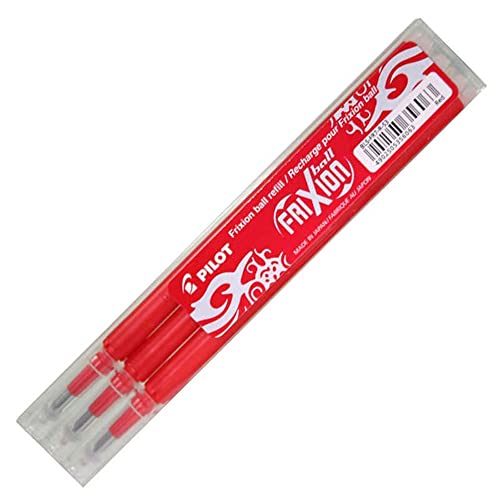 Pilot Pen 2261002F - Ersatzminen Tintenroller Frixion Ball, Stärke 0,7 mm, Schreibfarbe rot, radierbar, 3 Stück von PILOT