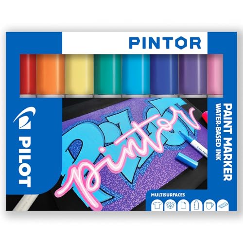 Pilot Pintor Creative Permanentmarker auf Wasserbasis für verschiedene Oberflächen, schnell trocknend, für Stoffe, Glas, Holz, Stein, Heimwerker, Amateur-Künstler, mittlere Spitze, 8 Stifte Pilot Pintor Creative Permanentmarker auf Wasserbasis für verschiedene Oberflächen, schnell trocknend, für Stoffe, Glas, Holz, Stein, Heimwerker, Amateur-Künstler, mittlere Spitze, 8 Stifte von Pilot