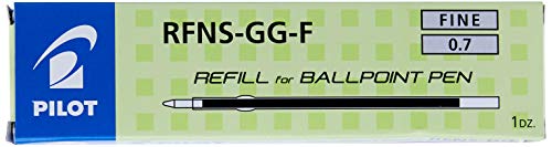 Pilot RFNS-GG-F-B Black 0,7 mm feine Spitze Kugelschreibermine für BP-145, Rexgrip, Supergrip Kugelschreiber, schwarz, (RFNS-GG-F-B) von Pilot