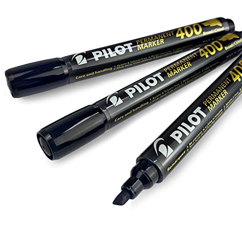 Pilot SCA-400 Permanentmarker, Keilspitze, 1,5 mm, 4,0 m Spitze, Schwarz, 3 Stück von Pilot