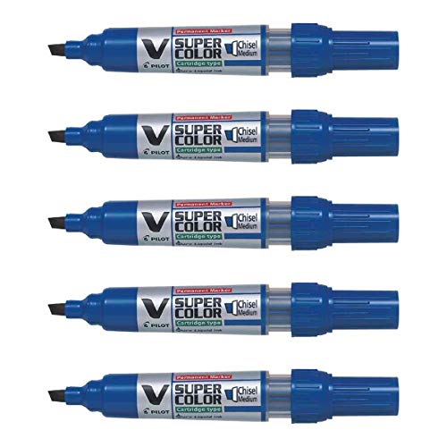 Pilot Set mit 5 Permanent-Markern, wiederaufladbar, V Super Color Begreen Keilspitze, mittelgroß, Blau Pilot Set mit 5 Permanent-Markern, wiederaufladbar, V Super Color Begreen Keilspitze, mittelgroß, Blau von Pilot