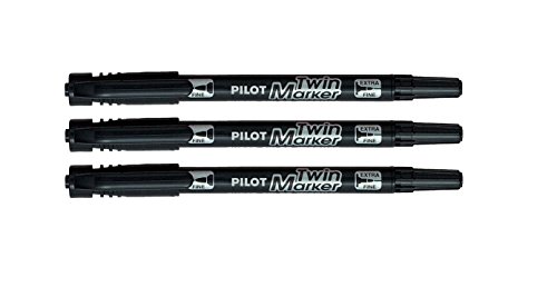 Pilot Super Colour Twin Tip Marker Permanent Black Ink Fine / Extra Fine Tip (pack of 3) von Pilot