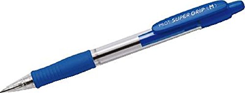 Pilot Super Grip Medium Clip-on Retractable Kugelschreiber Medium Blue 1Pièce (S) - Beidhändig (Aufsteckbarer Druckkugelschreiber, blauer Kugelschreiber, Blau, Transparent, Medium, 1 Stück (S)) von Pilot
