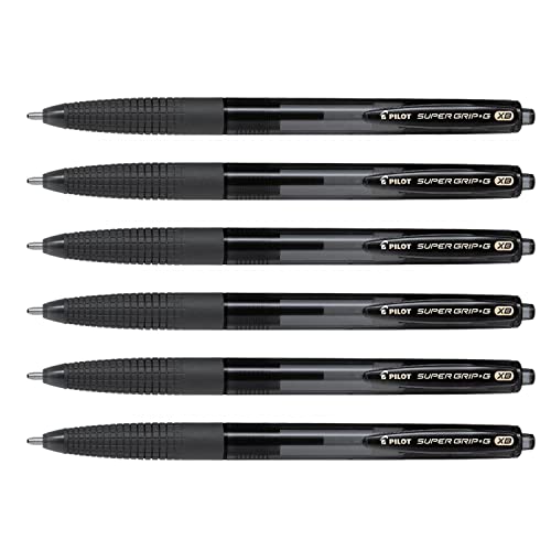 Pilot Supergrip G Kugelschreiber, einziehbar, extra große Spitze, Schwarz, 6 Stück von Pilot