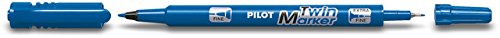 Pilot Twin Marker, Filzstift mit feiner Spitze, 1 Stück in blau (blau, feine Spitze, blauer Kunststoff) von Pilot