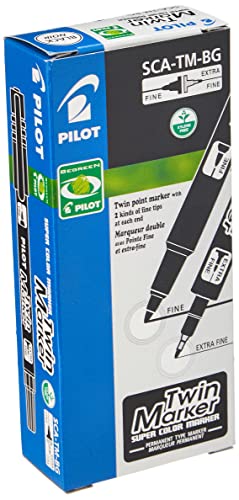 Pilot Twin Marker BeGreen Permanentmarker, 2 Spitzen, Rundspitzen/fein/mittel, 10 Stück Noire von Pilot