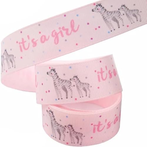 Band mit Motiv, rosa, Aufdruck: It‘s A Girl, 2 m x 22 mm, Kinderwagen, Baby-Band für Baby-Shower, Kuchen, Taufe, Geschenkpapier von Pimp My Shoes