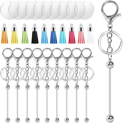 Pinafresa Set zur Herstellung von Schlüsselanhängern – DIY-Schlüsselanhänger, 10 Perlen-Schlüsselanhänger, 10 Pompons, 10 Rohlinge aus Acryl, Bastelset für Schlüsselanhänger Pinafresa Set zur Herstellung von Schlüsselanhängern – DIY-Schlüsselanhänger, 10 Perlen-Schlüsselanhänger, 10 Pompons, 10 Rohlinge aus Acryl, Bastelset für Schlüsselanhänger von Pinafresa