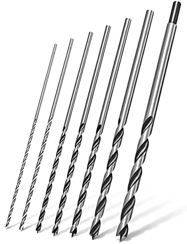 Pinava® Holzbohrer Set lang [Stabil & scharf] - 7 Bruchfeste Schlangenbohrer - Holz, präzise & zentriert - Spiralbohrer 30cm, extra lange Bohrer - Ø 4, 5, 6, 7, 8, 10, 12 x 300mm von Pinava