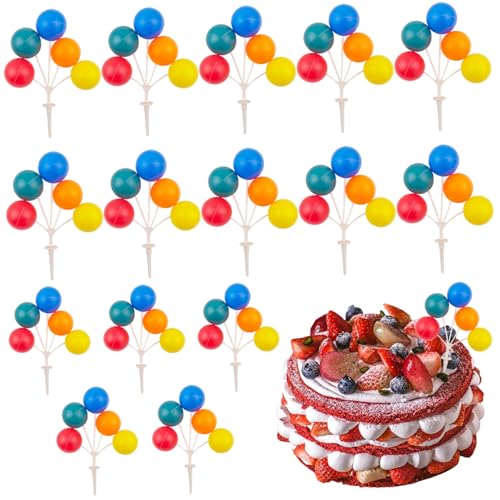 15pcs Geburtstagstorte Topper, farbenfrohe Regenbogen Mini Ballon Cupcake Topper, Kuchendekor für Geburtstag Babyparty Hochzeitsfeier Dekorationen von Pineeseatile