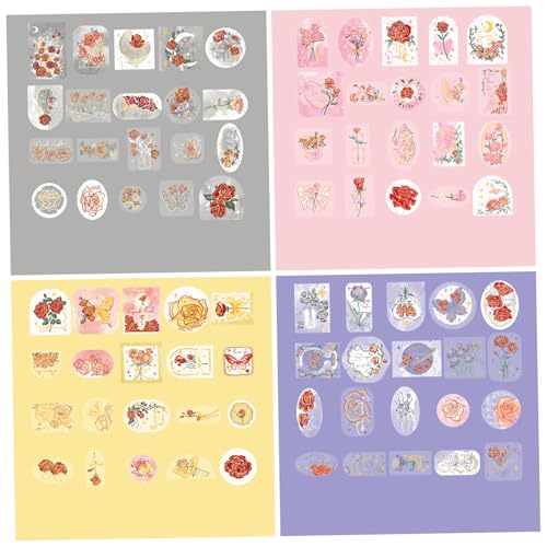 4pcs ästhetische Aufkleber, heißes Stamping Pet 3D -Blumenaufkleber, einfache Peel- und Stick -DIY niedlich für Zeitschriften, Planer, Kalender, Schreibwaren, Wasserflaschen und usw., Blume von Pineeseatile