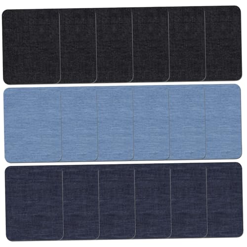 Bügeleisen auf Flecken für Kleidung, 18 Stück Eisen auf Flecken, 5x4 Zoll 3 Farben Denim für Kleidung, Jeans, DIY -Reparatur, Handwerk, Verzierung von Pineeseatile
