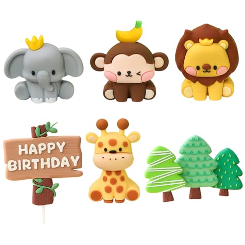 Cake Topper, Tierkuchen -Topper 1 Set Sortierter Cartoon -Geburtstags - mit Affen, Elefant und mehr für Geburtstagsfeier Cake Topper, Tierkuchen -Topper 1 Set Sortierter Cartoon -Geburtstags - mit Affen, Elefant und mehr für Geburtstagsfeier von Pineeseatile