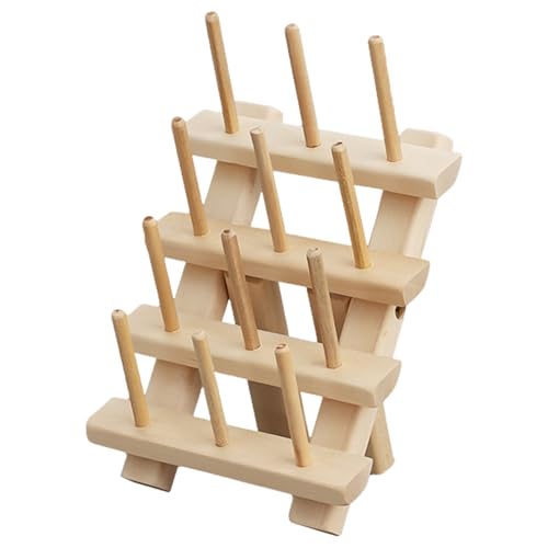 Fadenhalter 12 Spulen faltbare kräftige Holzsticker -Faden -Organisator -Firma Praktisches Fadenregal zum Halten von Nähen, Quilten, Stickspulen, Fadenhalter für Spulen von Faden von Pineeseatile