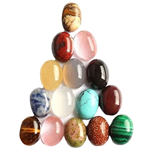 Natursteinperlen Ovale Cabochon Edelstein Multicolor DIY Dekorative Perlen für Schmuck 20 Stück 6x8mm Achatkies von Pineeseatile