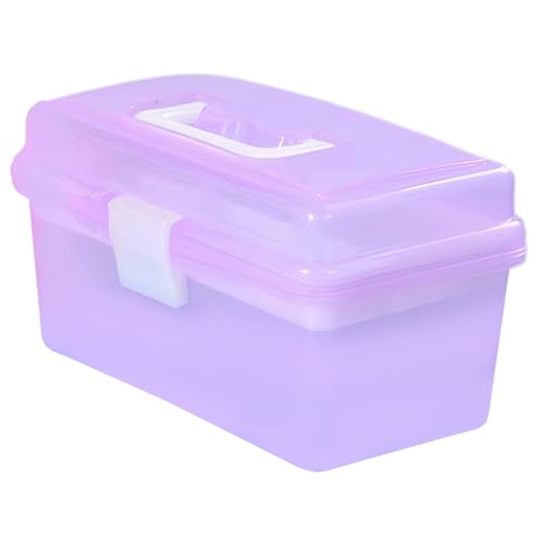 Pineeseatile Art Storage Box, Bastelbox 2 Schicht abschließbarer Kunstaufbewahrung mit Heavy -Duty -Handwerk mit transparentem Flip Deckel Mehrzweck Organizer für Werkzeugpillennagel von Pineeseatile