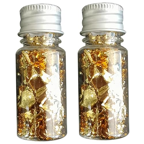 Pineeseatile Goldflocken für Handwerk, 2 Flaschen Goldflocken für Nägel, metallische Glitzer Mehrzweck-Goldene Folienpapier für Maskenmaniküre Dekoration Malkunst von Pineeseatile