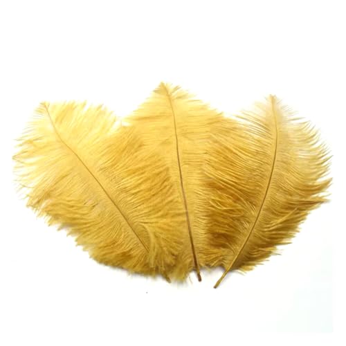 Pineeseatile Künstliche Strauße Federn Handwerk DIY Feder Feder für Hochzeit Weihnachtsdekoration 3pcs Gold, Federfeder von Pineeseatile