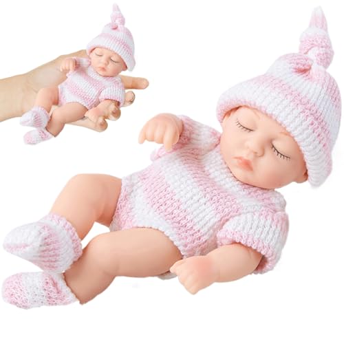 Pineeseatile Mini Silicone Babypuppen, 7 Zoll realistische Neugeborenenbabypuppen, weiches Ganzkörper Silikon mit Kleidung, Babys für Kindergeschenke, Stil 1, Puppe von Pineeseatile
