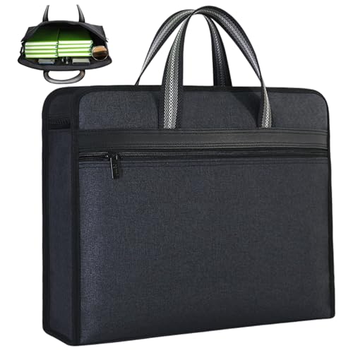 Portfolio-Beutel, Dokumentbag A4 Multi-Pocket-wasserdichte und kratzfeste Leinwanddatei für Männer mit tragbarem Reißverschlussbeutel für Büro von Pineeseatile