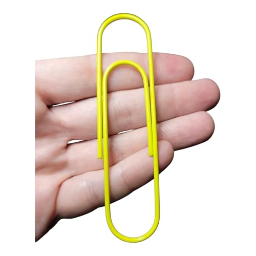 Pinehurst Crafts Extra große Büroklammern, 100 mm, gelb-grün beschichtetes Metall, starke Jumbo-Büroklammern für Büro, Schule, Dokumente, 10 Stück von Pinehurst Crafts