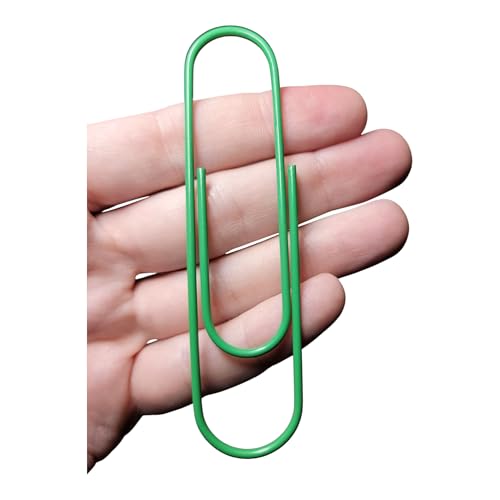Pinehurst Crafts Extra große Büroklammern, 100 mm, grün, beschichtetes Metall, starke Jumbo-Büroklammern für Büro, Schule, Dokumente, 10 Stück von Pinehurst Crafts