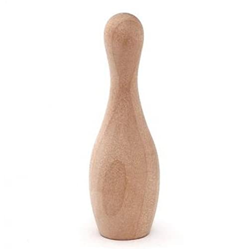 Pinehurst Crafts Kleine Bowlingnadeln aus Holz, unlackiert, 7,6 cm hoch (4,1 cm breit), 10 Stück von Pinehurst Crafts