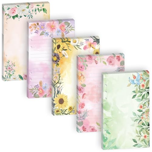100 Blatt Blumen-Bibel-A5-Nachfüllpapier für Planer, Einlagebinder, 120 g/m² dickes, christliches Notizbuch-Füller, religiöses 6-Loch-Papier für A5, 6-Ringbuch, Gebetstagebuch, Tagebuch, Notizen von Pineraap