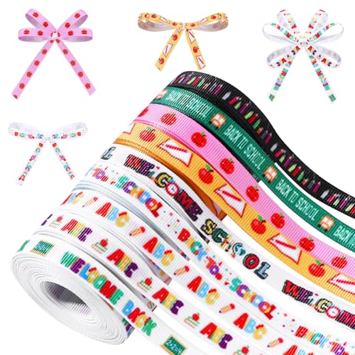 Ripsband für Schulanfang, 0,95 cm, für Schulbus, Bleistift, Apfel, ABC, buntes Band für Lehrer, Wertschätzung, Bastelband für Geschenkverpackungen, Haarschleifen, Kranz, Nähzubehör, 9 Rollen, 45 Meter Ripsband für Schulanfang, 0,95 cm, für Schulbus, Bleistift, Apfel, ABC, buntes Band für Lehrer, Wertschätzung, Bastelband für Geschenkverpackungen, Haarschleifen, Kranz, Nähzubehör, 9 Rollen, 45 Meter von Pineraap