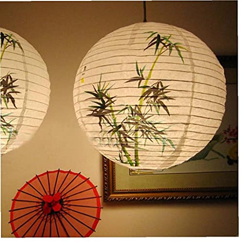 PiniceCore 2 Stücke 35 cm Lampenschirm Papier Laterne Chinesisch Bambus Muster Lampenschirm Orientalische Stil Leichte Dekoration von PiniceCore