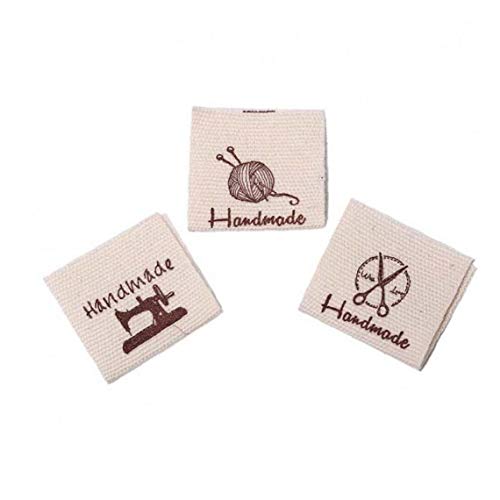 PiniceCore 50pcs waschbare Baumwolle Bekleidung Labels Handgemachte Geprägte Schlagwörter DIY Flagge Etiketten für Garment Nähzubehör zufällige Farbe von PiniceCore