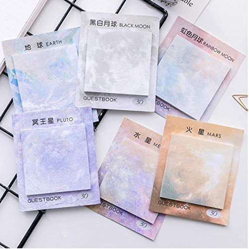 PiniceCore 6PC Netter Kawaii Planeten kreative Notizblock Sticky Notes Memo Notebook Briefpapier Hinweis Papieraufkleber Büro Schulbedarf von PiniceCore