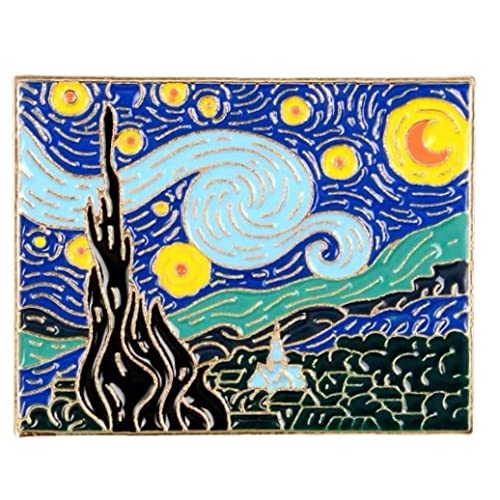 Van Gogh Gemälde Brosche Sternenhimmel Mond Nacht Kunstwerk Broschen Romantische Dorfbaum Pin Abzeichen Für Kleidung Zubehör DIY Crafts von PiniceCore