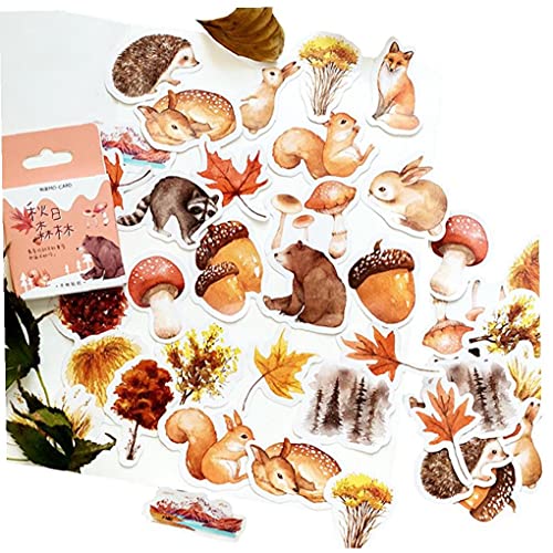 Herbst-wald Aufkleber Tiere Mini-papier-aufkleber-dekoration Diy Ablum Tagebuch Scrapbooking-aufkleber Zufällige Art 46pcs / Pack von Pinicecore