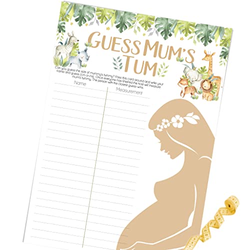 Pink Bee Parties Guess Mums Tum Spiel im Safari-Thema für Babypartys – bis zu 20 Spieler von Pink Bee