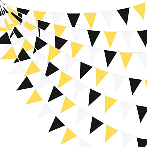 Wimpelkette aus Stoff, 10 m, Gelb / Schwarz / Weiß, Party-Dekorationen, Baumwolle, Dreiecksflagge, Girlande, wiederverwendbar, Wimpel für Abschlussfeier, Geburtstag, Bienen-Thema, Outdoor, Garten, Hochzeit, Festivals, Partys Wimpelkette aus Stoff, 10 m, Gelb / Schwarz / Weiß, Party-Dekorationen, Baumwolle, Dreiecksflagge, Girlande, wiederverwendbar, Wimpel für Abschlussfeier, Geburtstag, Bienen-Thema, Outdoor, Garten, Hochzeit, Festivals, Partys von Pink Blume