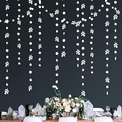 Girlande mit weißen Blättern, gepunktet, Party-Dekoration, Papier, zum Aufhängen, für Geburtstag, Hochzeit, Babyparty, Verlobung, Junggesellenabschied, Teeparty, 150 cm Girlande mit weißen Blättern, gepunktet, Party-Dekoration, Papier, zum Aufhängen, für Geburtstag, Hochzeit, Babyparty, Verlobung, Junggesellenabschied, Teeparty, 150 cm von Pink Blume