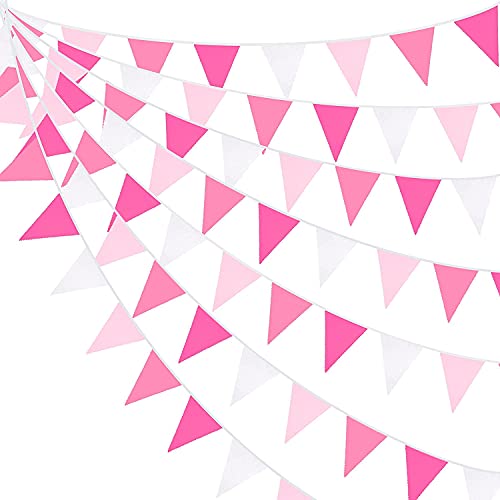Wimpelkette aus Baumwolle, Wimpelkette, Dreieck-Girlande für Hochzeit, Geburtstag, Babyparty, Jahrestag, Kinderzimmer, Outdoor, Garten, zum Aufhängen, Festivals, Party-Dekorationen, 10 m, Rosa Wimpelkette aus Baumwolle, Wimpelkette, Dreieck-Girlande für Hochzeit, Geburtstag, Babyparty, Jahrestag, Kinderzimmer, Outdoor, Garten, zum Aufhängen, Festivals, Party-Dekorationen, 10 m, Rosa von Pink Blume