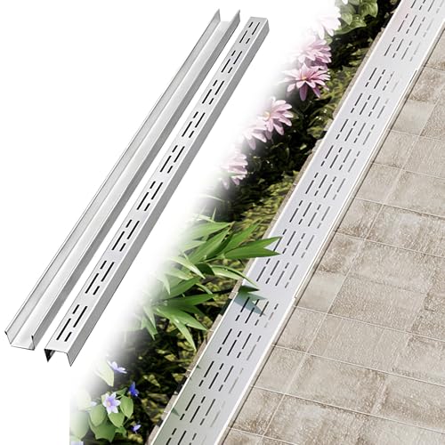 Anpassbarer schmaler Grabenablauf, schmaler Kanalablauf aus Edelstahl 304/Universal-Außenwasserabläufe für Auffahrten für Garagenpools, Park Plaza (2 Stück, 10 x 5 x 100 cm) von Pink Palm