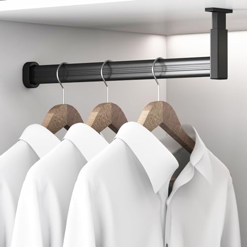 Kleiderstange zur Montage von oben, L-förmige Kleiderstange mit verstellbarer Aufhängebasis und Flansch, 20 40 60 80 cm Kleiderorganizer für Balkon, Schlafzimmer, Waschküche, Umkleidekabine (Farbe: Sc Kleiderstange zur Montage von oben, L-förmige Kleiderstange mit verstellbarer Aufhängebasis und Flansch, 20 40 60 80 cm Kleiderorganizer für Balkon, Schlafzimmer, Waschküche, Umkleidekabine (Farbe: Sc von Pink Palm