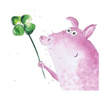 Serviette "Lucky Pig" - 20 Stück von Pink