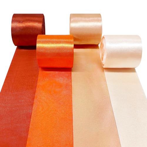 60m Orangefarbenes Satinband 50mm Breit Ombre-Orange-Band für DIY-Bastelarbeiten Geschenke Verpackungen Einladungskarten Party-Hintergrund Hochzeit Bachelorette Geburtstag Brautparty Herbst Deko von PinkBlume