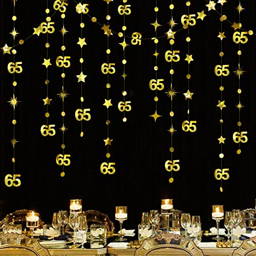 Gold 65. Geburtstag Dekorationen Nummer 65 Kreis Dot Twinkle Star Girlande Metallic Hanging Streamer Bunting Banner Backdrop für 65th Anniversary Party Supplies Gold 65. Geburtstag Dekorationen Nummer 65 Kreis Dot Twinkle Star Girlande Metallic Hanging Streamer Bunting Banner Backdrop für 65th Anniversary Party Supplies von PinkBlume