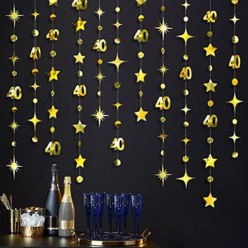 Goldfarbene Girlande zum 40. Geburtstag, Zahl 40, Kreis, Punkte, Sterne, Metallic, zum Aufhängen, Wimpelkette, Banner für Damen und Herren, 40 Jahre Goldfarbene Girlande zum 40. Geburtstag, Zahl 40, Kreis, Punkte, Sterne, Metallic, zum Aufhängen, Wimpelkette, Banner für Damen und Herren, 40 Jahre von PinkBlume