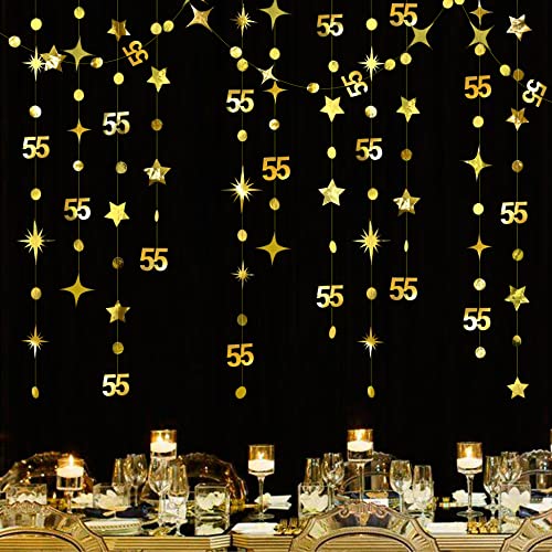 Goldfarbene Girlande zum 55. Geburtstag, Zahl 55, Kreis, Punkte, funkelnder Stern, Metallic-Girlande zum Aufhängen, Wimpelkette, Banner für 55 Jahre alten Geburtstag, "Happy 55th Anniversary" Goldfarbene Girlande zum 55. Geburtstag, Zahl 55, Kreis, Punkte, funkelnder Stern, Metallic-Girlande zum Aufhängen, Wimpelkette, Banner für 55 Jahre alten Geburtstag, "Happy 55th Anniversary" von PinkBlume