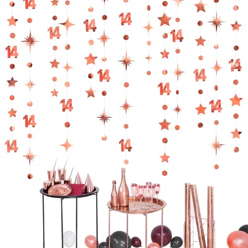 Rose Gold 14th Birthday Decorations 14 Kreis Dot Twinkle Star Girlande Metallic Hanging Streamer Hintergrund für Mädchen 14 Jahre alt Geburtstag vierzehn Offizielle Teenager Party Supplies Rose Gold 14th Birthday Decorations 14 Kreis Dot Twinkle Star Girlande Metallic Hanging Streamer Hintergrund für Mädchen 14 Jahre alt Geburtstag vierzehn Offizielle Teenager Party Supplies von PinkBlume