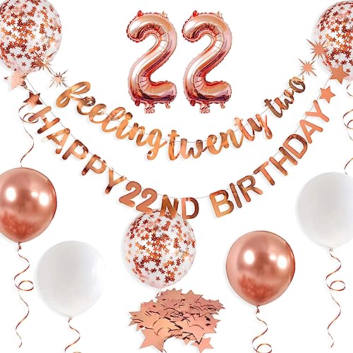 Rosegold Feeling Twenty Two Happy 22th Birthday Banner Girlande Folienballon 22 für Damen 22. Geburtstag Dekorationen zum 22. Geburtstag zum Aufhängen 22 und Prost bis 22. Geburtstag Party Rosegold Feeling Twenty Two Happy 22th Birthday Banner Girlande Folienballon 22 für Damen 22. Geburtstag Dekorationen zum 22. Geburtstag zum Aufhängen 22 und Prost bis 22. Geburtstag Party von PinkBlume