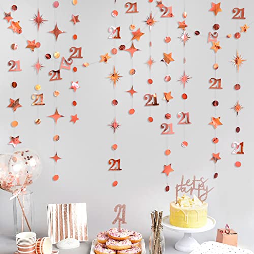 Rotgoldene Girlande mit Zahl 21, Kreis, Punkte, funkelnder Stern, Metallic, zum Aufhängen, Wimpelkette, Banner, Hintergrunddekoration für Mädchen, 21. Geburtstag, endlich legal, Twenty One Anniversary Rotgoldene Girlande mit Zahl 21, Kreis, Punkte, funkelnder Stern, Metallic, zum Aufhängen, Wimpelkette, Banner, Hintergrunddekoration für Mädchen, 21. Geburtstag, endlich legal, Twenty One Anniversary von PinkBlume