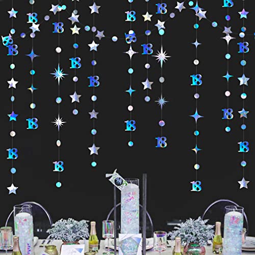 Schillernde Geburtstagsdekorationen zum 18. Geburtstag, Zahl 18, Kreis, Punkte, funkelnder Stern, Girlanden-Set, Wimpelkette, Banner Hintergrund für Mädchen, Happy 18 Years Old Eighteen Party Supplies Schillernde Geburtstagsdekorationen zum 18. Geburtstag, Zahl 18, Kreis, Punkte, funkelnder Stern, Girlanden-Set, Wimpelkette, Banner Hintergrund für Mädchen, Happy 18 Years Old Eighteen Party Supplies von PinkBlume